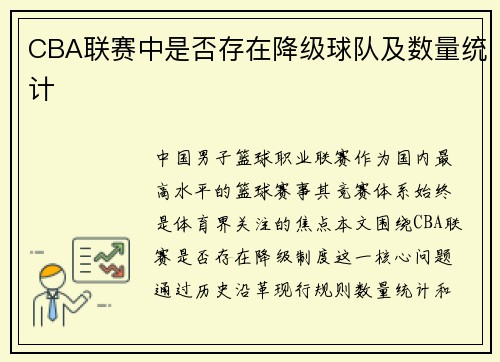 CBA联赛中是否存在降级球队及数量统计